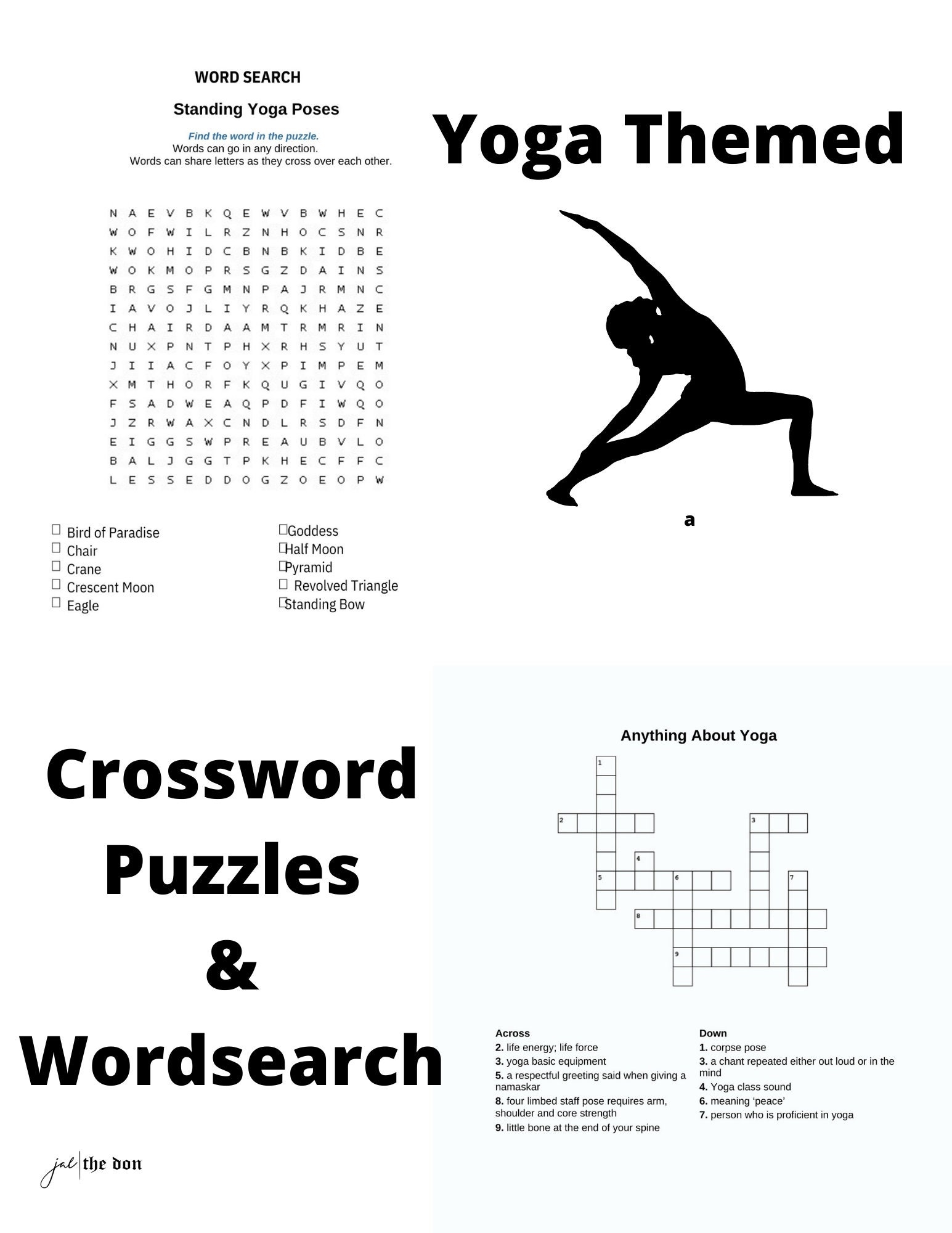 Yoga Crossword Puzzle Wordsearch Yoga Theme Puzzle Adult Coloring Pages Printable Printable Coloring Sheets Affirmation Coloring Pages Etsy